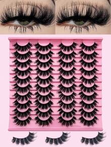 20对蓬松假睫毛 3D仿貂毛假睫毛 长而浓密自然假睫毛 批发 - 黑色 - 查看 1
