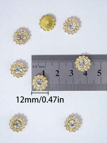 20-200個 12mm 圓形水鑽花朵鈕扣 向日葵亮面鈕扣 雙花設計 縫紉DIY配件 蝴蝶結與手工藝水鑽裝飾 水晶裝飾胸針鈕扣 平底 DIY手工花朵髮箍洋裝配件 - 12mm白色向日葵花鑽 - 查看 2