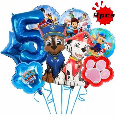 Paw Patrol 汪汪队立大功主题生日派对用品，汪汪队立大功数字铝箔气球，圣诞节、舞会、生日派对装饰，乔迁礼物，送给亲朋好友，拍照背景。