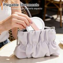 Portable LED Makeup Mirror With 2x Magnification, Foldable And Fluorescent Light. Compact And Portable, It's Perfect For Your Purse, Travel, And Everyday Use. - Pink - View 3
