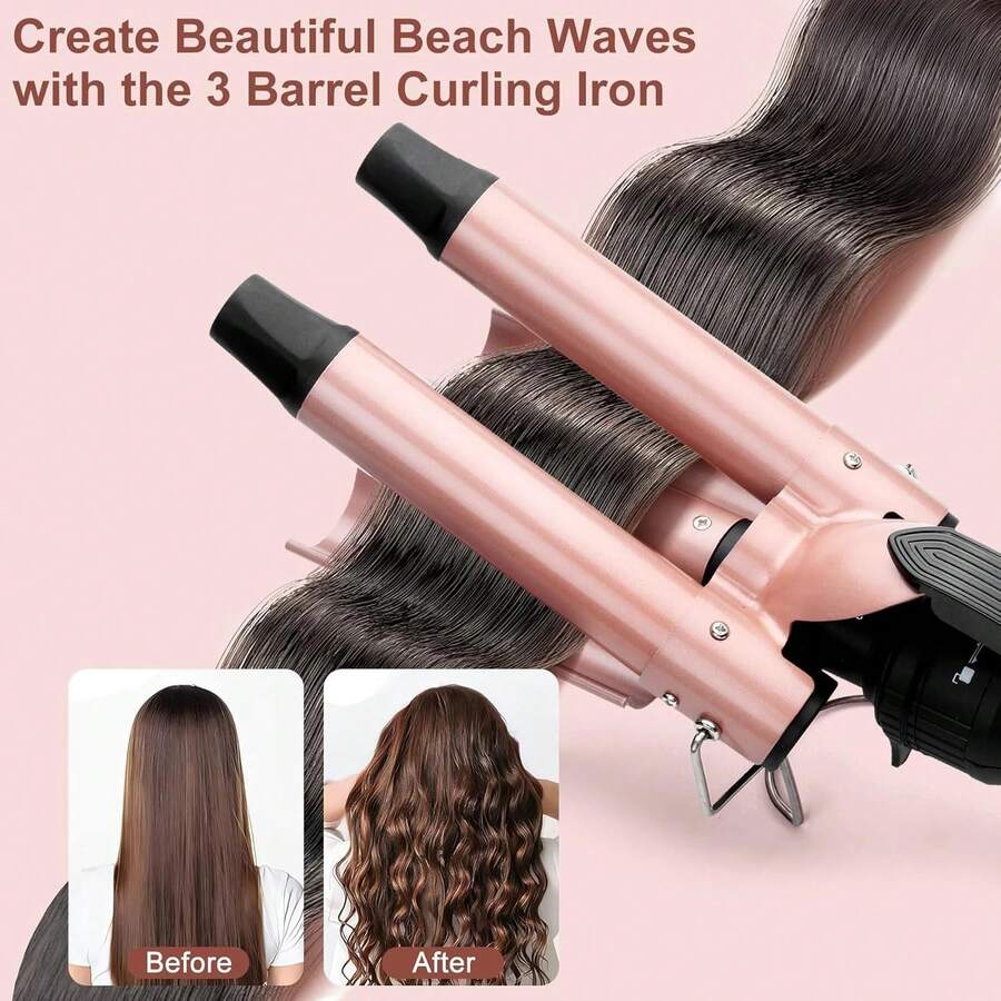 LUYAO 5-In-1 Curling Iron Set, Includes 3 Curling Irons And 5 Interchangeable Ceramic Curling Barrels, Fast Heating