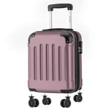 YONSLY 16 Inch Suitcase With Detachable Wheels 360° Combination Lock Double Zipper Soft Rubber Handle Trolley Travel Suitcase For Vacation - 玫瑰紅 - 查看 1