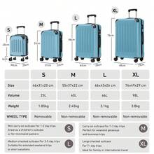 YONSLY 16 Inch Suitcase With Detachable Wheels 360° Combination Lock Double Zipper Soft Rubber Handle Trolley Travel Suitcase For Vacation - 灰藍 - 查看 9