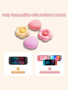 GeekShare Pink & Yellow Heart Shaped Flower Joy-Con Caps For 2 - Multicolor - View 2