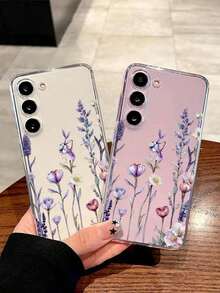 1 Piece Soft Romantic Fashion Floral Print Phone Case Compatible With Huawei Honor, Galaxy A04e/12/A13/A14/A34/A50/A52/A53/A54/S21/S22/S23/S24/S25/S25Ultra/S25FE/S26/S26 PLUS/S26 ULTRA/S26 EDGE, 6A/7A/8A, 12T/13T/15T/15T Pro - 透明 9 - 查看 2