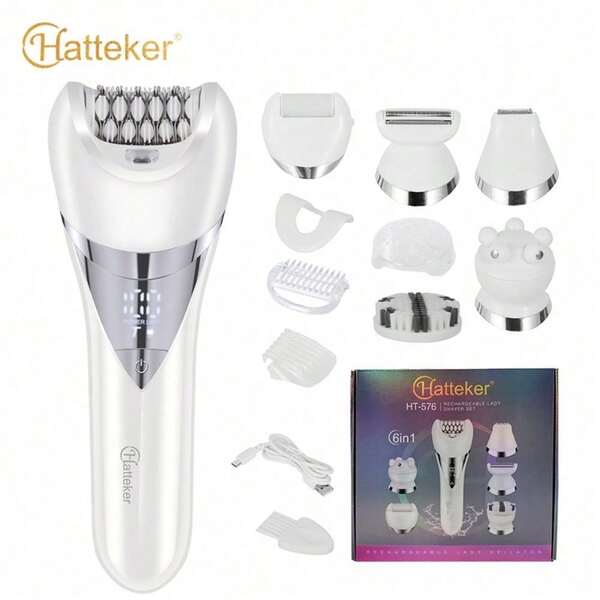 Multifunctional Six-In-One Women's Shaver, Intelligent LCD Digital Display, Water Washing, Hair Plucker, Massager Set