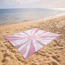 1pc Extra Large Light Pink Radiant Pattern Quick-Dry Beach Blanket, Suitable For 1-3 Adults - Lightweight, Durable Polyester Fabric - Perfect For Travel, Camping, Hiking And Leisure Beach Time, Beach Mat, Camping Ground Cover - Light Pink Radial Pattern - View 8