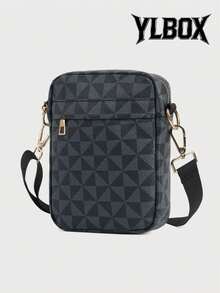 New Men's Bag, Casual Multi-Purpose, Universal One Shoulder Crossbody Small Backpack, Travel Storage Bag, Printed Pattern PU Leather - Navy Blue - View 9
