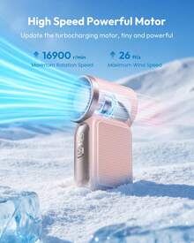 GMOX-5000mAh Portable Handheld Fan, 5 Speeds Cooling, 3-In-1 Personal Fan (Hand/Neck/Desk), 12H Long Lasting Rechargeable Small Fan Travel & Beach, Lightweight 0.6lb - 迷你粉紅色 - 查看 4