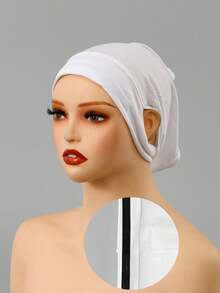 1pc Women's Solid Color Anti-Slip Earloop Hijab Cap, Hijab Undercap, Soft & Comfortable Muslim Base Cap, Casual Versatile To Match Hijab - Multi-color - Anti-slip Cap With Ear Piercing - View 5