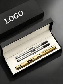 Pulpen Ballpoint Ujung Bulat Sentuhan Mewah Kustom dengan Kotak Pulpen Hitam - Alat Tulis yang Dipersonalisasi, Cocok untuk Nama dan Situs Web Perusahaan, Hadiah Sempurna untuk Pria, Ulang Tahun Pernikahan, Ulang Tahun, Musim Wisuda, Multifungsi, Hadiah Natal - MultiWarna - View 4