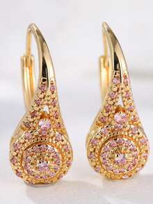 1 Pair Elegant & Luxurious Multicolor Cubic Zirconia Earrings, Fashionable & Exquisite Banquet Jewelry, Perfect Gift For Girls, Timeless Elegance - Multicolor - View 4