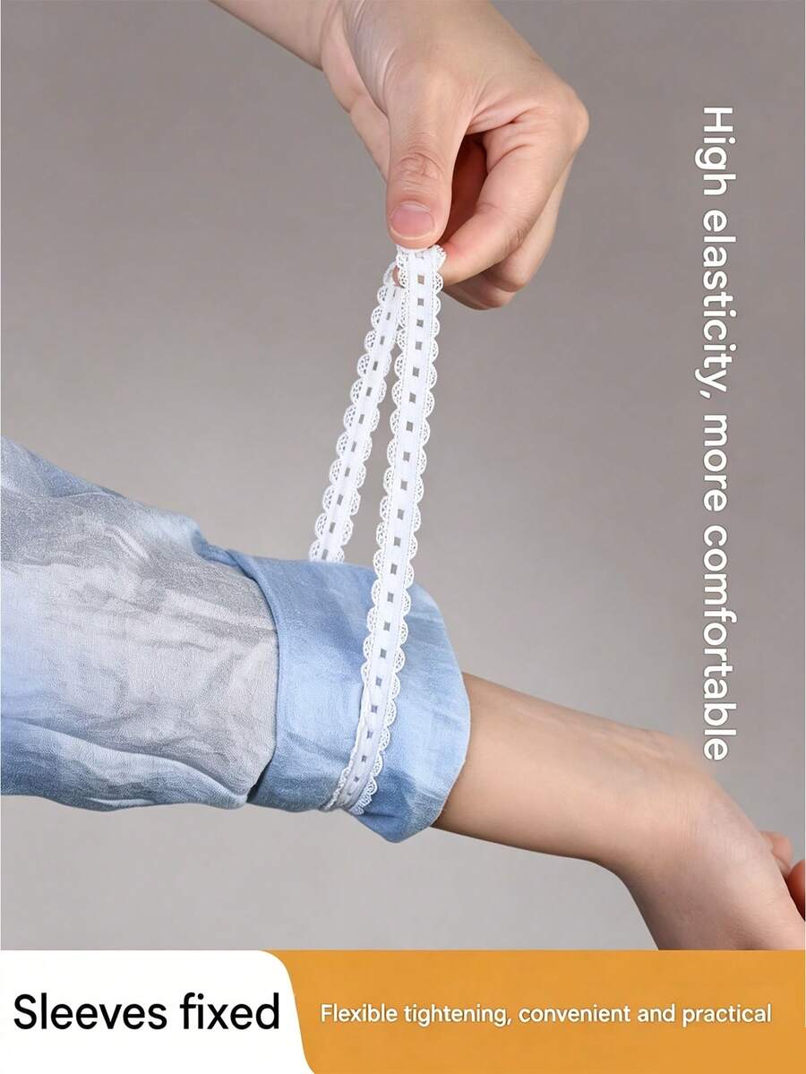 Shirt Sleeve Fastener No-Drill Adjustable Elastic Sleeve Cuff Band, Sleeve Length Shortener Tool, Sleeve Fixer, Shirt Tightening Elastic Sleeve Tie, Adjustable Sleeve, Suitable For T-Shirts, Sweaters, Dresses, Hoodies - No-Sew Hem Shortener, Invisible Waistband For Pants, Shirts, Tops - Home Sewing Neutral Design, No Need To Tuck Into Waistband