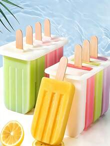 Leak-Proof Popsicle Mold - With Lid And Sticks - Homemade Ice Cream Tool - Home Ice Cube Tray (Christmas Halloween Essential) - Solid Color - View 3