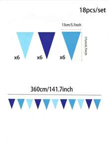 18pcs/Set Colorful Felt Triangle Pennant Garland, Minimalist Blue Party Banner, Durable Reusable Decoration For Holiday Celebration, Birthday Party, Classroom, Outdoor - View 8