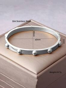 1pc 304 Stainless Steel Gold Color Bracelet, Elegant & Fashionable, Non-Fading, Minimalist Design, Suitable As Gift For Women - Spherical Bracelet - View 5