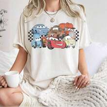 Lightning Mcqueen Buy Checkered Mcqueen And Friends Shirt, Retro Disney  PixarCars T-Shirt, Disney Cars Shirt, PixarCar Shirt, Mcqueen T-Shirt - trắng - Xem 1