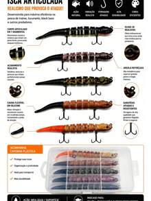 Kit Com 5 Isca Articulada Lagartixa Meia Água11cm Multicores - multi cores - Visão 2
