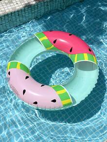 1 pieza Flotador en forma de sandía para piscina de 60-90cm, flotador inflable creativo para fiestas en la piscina y la playa, regalo perfecto para diversión y relajación en la piscina durante las vacaciones de los adultos - Verde - Ver 4