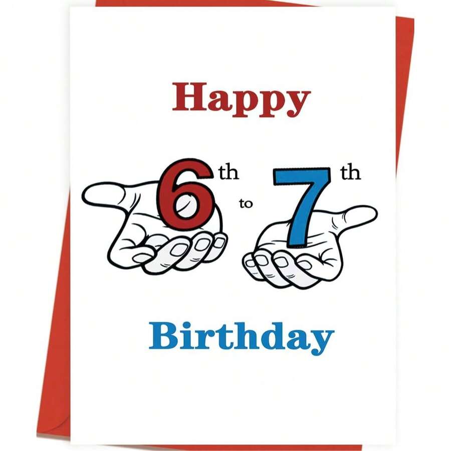 適合青少年 6 或 7 歲的幽默生日卡 1 張,社群媒體笑話 Gen Z Alpha 迷因風格,附信封 - A - 查看 1