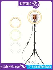 Professional 10-Inch LED Ring Light With Mobile Phone Holder And 3 Light Adjustment Modes - A - View 1
