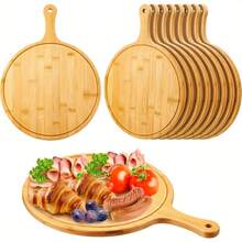 5Pcs 15*11 Inch Wooden Pizza Boards With Handles, Pizza Peel Serving Boards, Wood Cutting Board For Charcuterie, Cheese, Bread And Fruit, Multi-Purpose Kitchen Baking Tray, Housewarming & Holiday Gift - View 11