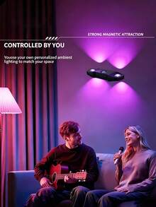 1pc New Smart Motion Sensor Bedside Light, Wireless Installation, USB Rechargeable, Auto-Dimming Bedroom Light For Hallway, Bathroom, Closet, Decorative Ambient Lighting - Multicolor - View 8