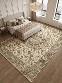 1pc Green & Brown Vintage Bohemian Style Living Room Rug. Suitable For Kitchen, Dining Room, Bedroom, Room Holiday Decor, Indoor/Outdoor, Office, Lobby, Anti-Slip Doormat, Bathroom Rug, Hallway, Study, Gaming Area Rug. - Olive Green - View 6