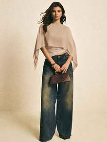 Women's Brown Shawl Collar Casual Blouse, Elegant Blouses For Women, Casual Blouses For Women, Suitable For Daily Wear, Going Out, Coming And Going In Autumn/Winter, Blouse Of - 卡其色 - 查看 2