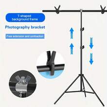 Stand Latar Belakang Fotografi Portabel Berbentuk T, Set Stand Fotografi dengan Penjepit*2, Palang Tebal + Alas Penopang Segitiga, Lebih Stabil dan Aman, Desain Tombol, Tinggi Dapat Diatur, Cocok untuk Pesta Liburan, Fotografi Dalam Ruangan/Dekorasi Latar Belakang - View 7