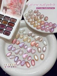 XEIJAYI 12 Colors Peach Blossom Cat Eye Pattern High Saturation Semi-Solid Nail Polish Gel, Suitable For Special Use In Nail Salons - Multicolor - View 6