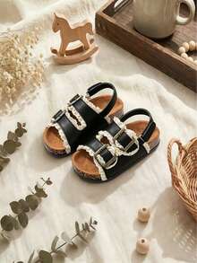 1 Pair 2026 New Summer Hollow Out Closed Toe Sandals For Girls, Toddler Beach Shoes - Black - View 4