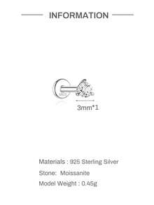 1件裝莫桑石耳釘 中性款 0.03-0.3CT S925純銀 低過敏耳環 婚禮珠寶 D色 VVS1淨度 - 銀色 - 查看 3