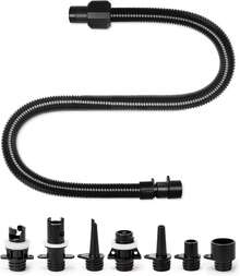 Paddle Board Pump Adapter Hose, Sup Pump Adaptor Kit With 7 Air Valve Nozzles And 3.3 Ft Hose, Electric Hand Air Pump Accessories Fit For Inflatable Stand Up Paddle Board/Boat/Tent/Pool/Mat - Black - View 1