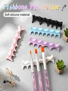 Silicone Fish Bone Pen Holder, Non-Slip Multi-Functional Nail Art Tool Storage - Multicolor - View 4