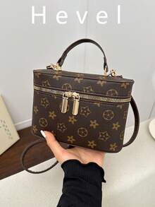 Hevel Mini Square Handbag, Shoulder Bag, Crossbody Bag, Suitable For Banquet, Work, Middle School, High School, University Women - Coffee Brown - View 2