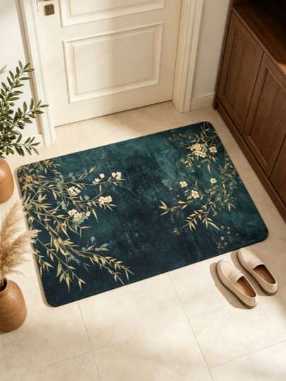 1pc Watercolor Floral Doormat, Welcome Mat, Small Rug, Carpet, Mat, Outdoor Doormat, Kitchen Rug, Home Decor, Front Door Mat, Bedroom Carpet, Outdoor Mat, Home Decor, Area Rug, Garden Carpet, Washable Rug