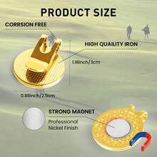 FINGER TEN 3pcs Golf Hat Clip, Durable Metal Material With Strong Magnetic Force, Easy To Install And Remove Golf Marker Accessory, Suitable For Golfers - Gold - View 2