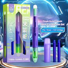 1組可熱擦拭鋼筆，人體工學矯正姿勢筆，0.38mm細筆尖，可替換水晶藍色筆，適合學生手寫練習、學校開學季 - 多款可選 - 查看 9