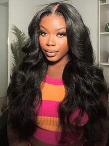 250% Density Body Wave Lace Front Wig Human Blended Hair 13x4/6 Pre Plucked HD Lace Frontal Wig With Baby Hair For Women Pre-Plucked & Pre-Bleached Natural Black Body Wave Hair Style - Natural Black - 查看 8