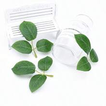 10/20/50件人造植物批發玫瑰葉裝飾，仿真綠色填充裝飾，逼真質感的植物，適用於婚禮花束/桌上中心裝飾、花園/盆栽和花藝布置 - 綠色 - 查看 7