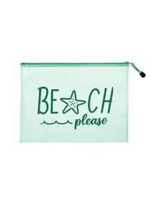 防水時尚海灘包，印有「Beach Please」海星圖案。大容量透明化妝包配尼龍拉鍊 - 輕巧、春夏收納、耐用，適合游泳、海灘、潛水和夏季度假、返校，輕便防曬收納包，適合朋友、家人、閨蜜、同學。生日、節日、派對、婚禮（伴娘）、母親節、教師節、返校禮物的完美禮品與紀念品 - 彩色 - 查看 14