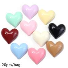 10/20/30個心形樹脂手工裝飾品,DIY髮夾配件材料,手機殼貼紙手工用品,隨機顏色,多用途,易於使用心形 - 愛心貼片 - 查看 9