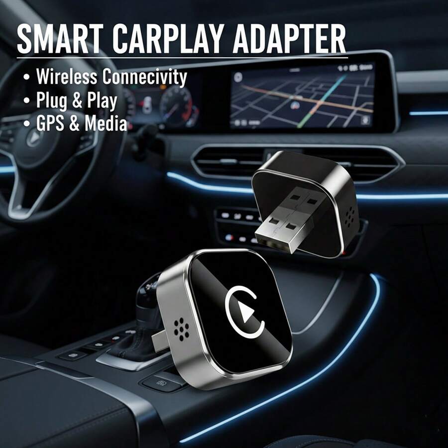 Adaptador de CarPlay inalámbrico 2025, caja inteligente mini 2 en 1 con conexión automática inalámbrica Android Auto, apto para CarPlay con cable original y Android Auto con cable