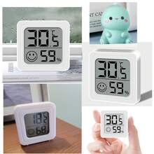 1/2 件迷你数字温度计和湿度计，室内温湿度监测器，带 LCD 显示屏，白色 - 白色 - 查看 1