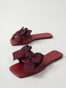MICCOM Women's Fashion Flat Open Toe Slippers, Versatile Ladies' Sandals For Spring/Summer, Non-Slip Beach Slide Sandals - Burgundy - View 5