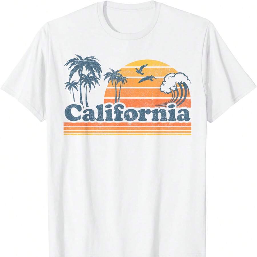 Camiseta California Vacation SunS1et Cute Cali 70s Vintage R Beach de 220 g, de algodón suave, para hombre y mujer. Confeccionada con un tejido premium, duradero y agradable al tacto, se adapta a todo tipo de cuerpo y es ideal para el uso diario. Prendas casuales, transpirables y ligeras, perfectas para combinar con conjuntos de otoño, ideales para el día a día, actividades al aire libre, viajes, vacaciones y fiestas temáticas durante todo el año. - Blanco - Ver 1