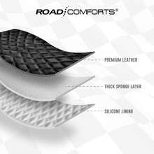 Road Comforts 皮革方向盤套 - 黑 & 紅通用款 14.5-15 英吋，超纖皮革，防滑 & 透氣設計，男女適用 - 彩色 - 查看 4
