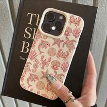 1pc TPU Material Pink Ocean Floral Pattern Phone Case Compatible With IPhone 17 Pro Max/17/16 Pro Max/15/13/12/11, S20 FE/A15/S24/A55, Note 11/Note 12/Note 13 Pro, Full Coverage Anti-Drop Soft Protective Phone Cover - White - View 2