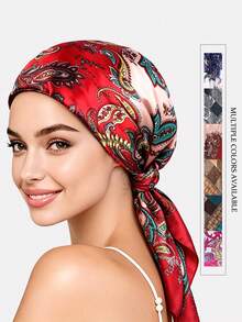 1pc Women's Headband Headscarf Set, Cashew Flower Pattern, All-In-One Head Wrap, Hair Care, Suitable For Daily Use - Multicolor - View 1
